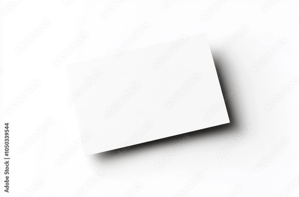 Minimalistic 3D rendering of blank business card on white background Minimalistic 3D rendering of blank business card on white background