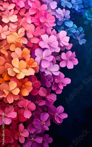 Vibrant flower petals in shades of pink and purple create a stunning, colorful background reminiscent of spring blooms.