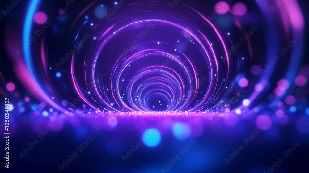 A mesmerizing tunnel of vibrant purple and blue lights, creating a sense of depth and futuristic energy. A mesmerizing tunnel of vibrant purple and blue lights, creating a sense of depth and futuristic energy.