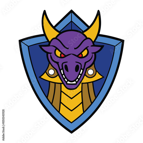 Medieval Dragon Head Mascot Logo – Fierce and Majestic Dragon with Armor for Legendary Branding photo