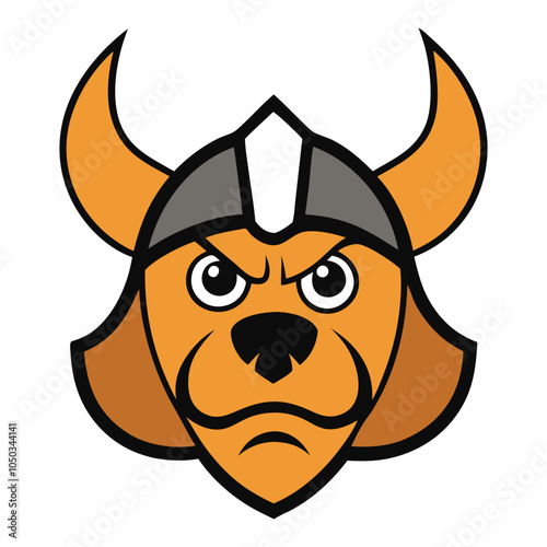 Viking Bulldog Head Mascot Logo – Fierce Warrior Bulldog with Viking Helmet for Branding photo