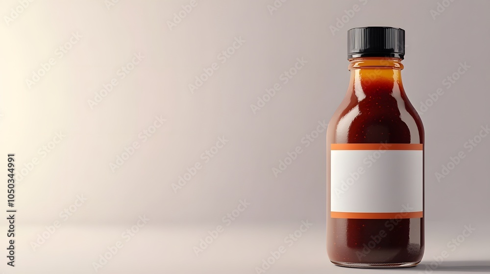 Blank mockup template of a product label on a bottle of gourmet sauce, with soft lighting and shadows. Blank mockup template of a product label on a bottle of gourmet sauce, with soft lighting and shadows.