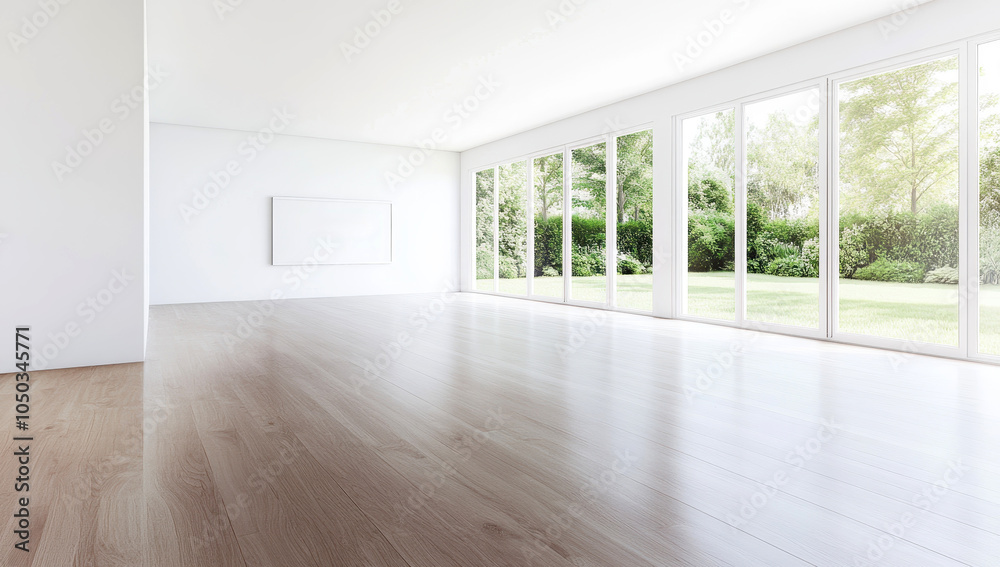 Modern minimalist empty room with white walls and wooden floor Modern minimalist empty room with white walls and wooden floor