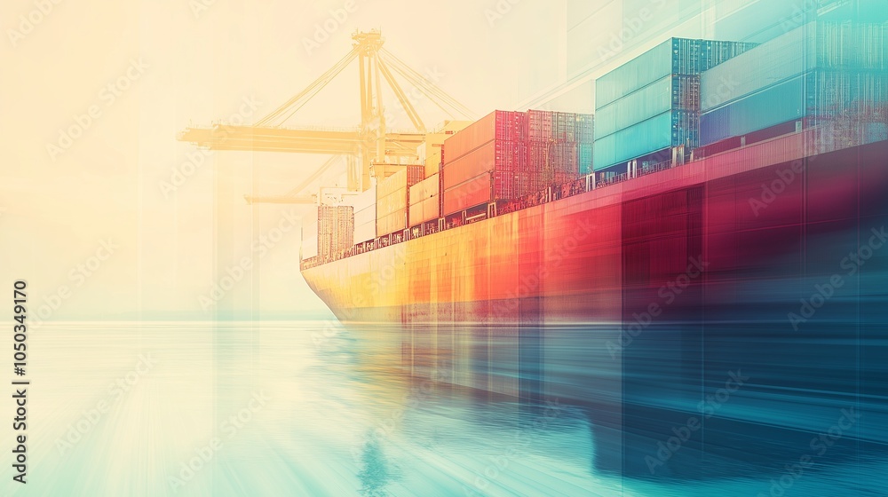 Fototapeta premium background with overlapping transparent shapes, global shipping routes