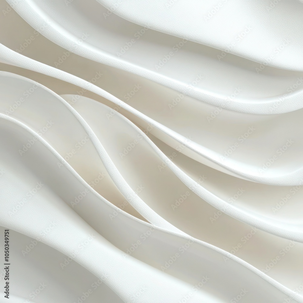 Obraz premium Folded Textile Waves: White Cloth Macro Abstract Background for Fashion Wallpaper - 3D Render