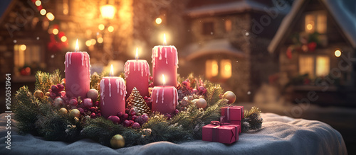 christmas tree with candles photo