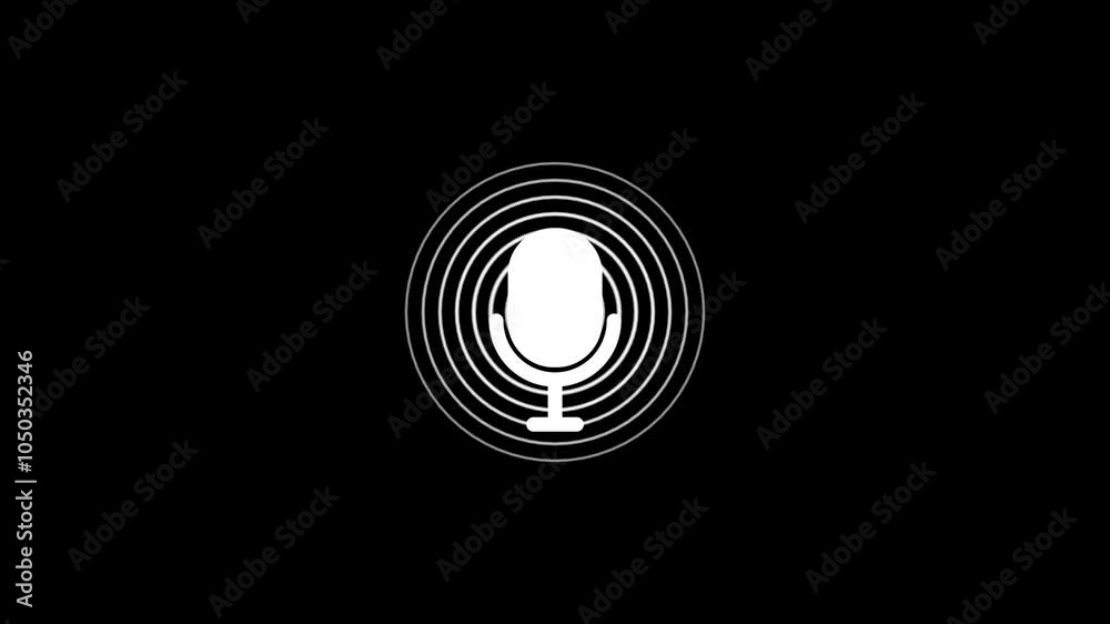 Microphone icon simple design animated on Background.