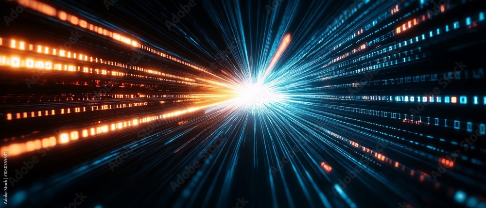 A vibrant burst of light and color, resembling streams of energy and data flowing through space. A vibrant burst of light and color, resembling streams of energy and data flowing through space.