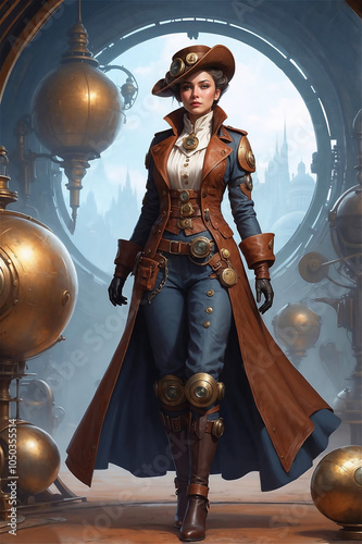 Young woman in steampunk style