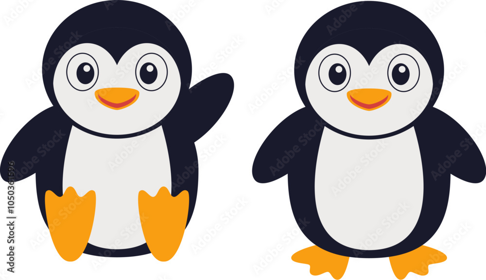 Fototapeta premium Vector penguin bird kid. Cartoon character of polar penguin isolated on white background. Cute baby penguin