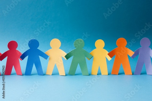 Rainbow Paper People Holding Hands