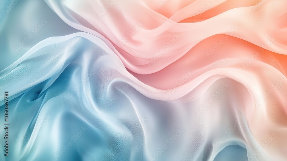 Fototapeta premium delicate smooth silk background showcasing flowing pastel colors in an artistic abstract pattern, creating a serene and calming visual effect