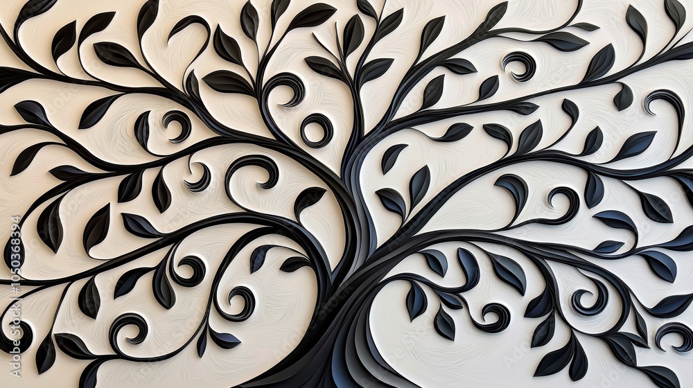 Obraz premium Whimsical Tree with Swirling Branches and Leaves