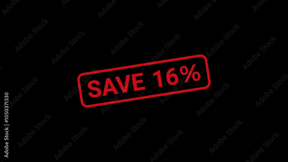 16 Percent Save Rubber Stamp Animation 16 Percent Save Rubber Stamp Animation