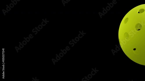 Pickleball Transition 3d Render, ball move toward the camera and wipe off.