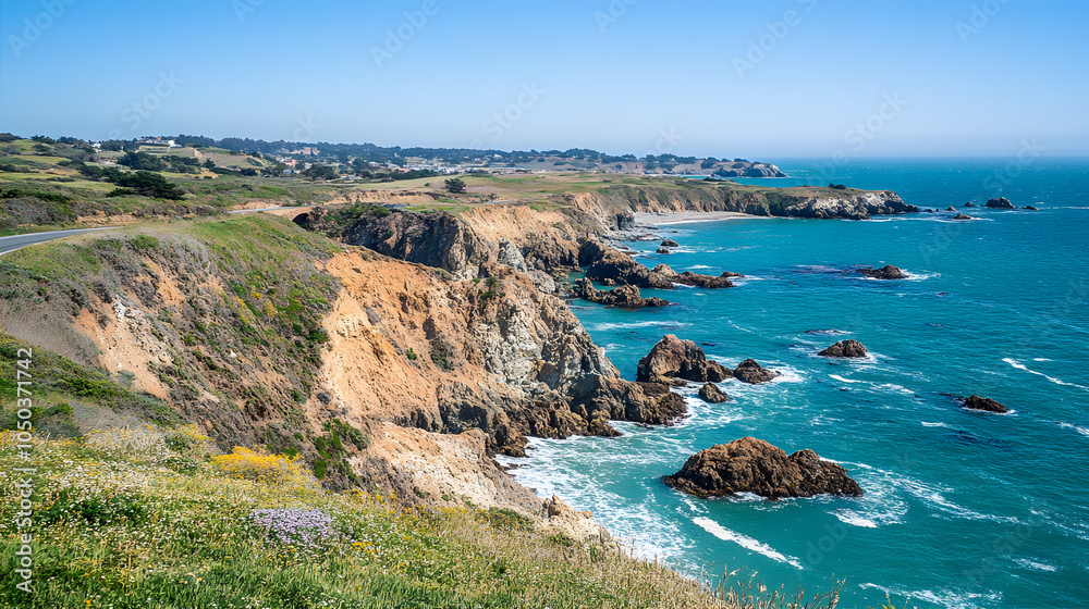 A scenic road trip through winding coastal cliffs A scenic road trip through winding coastal cliffs