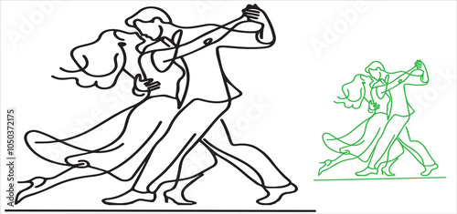 Latin dancing, couple dancing , vector, sketch on a white background vector
