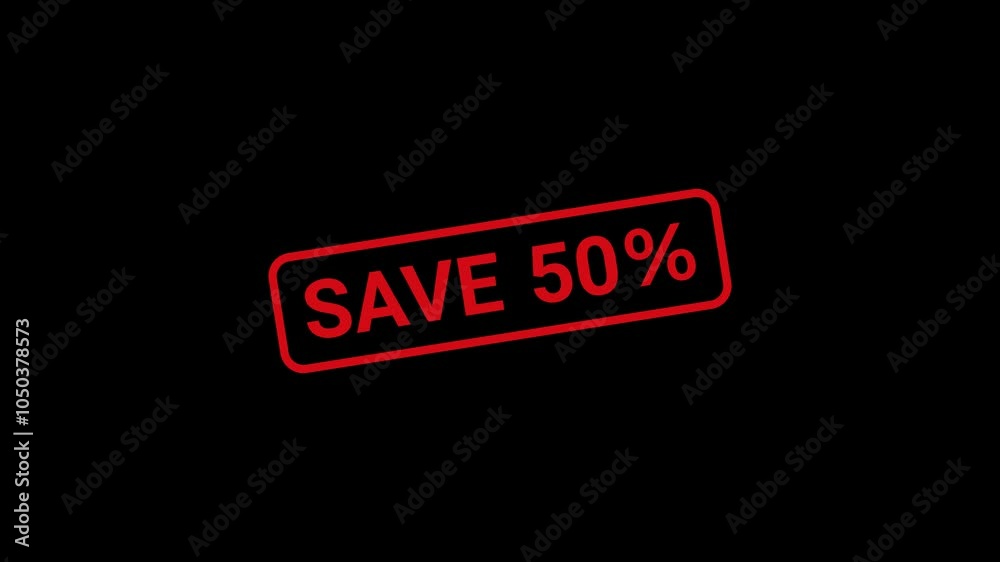 50 Percent Save Rubber Stamp Animation 50 Percent Save Rubber Stamp Animation