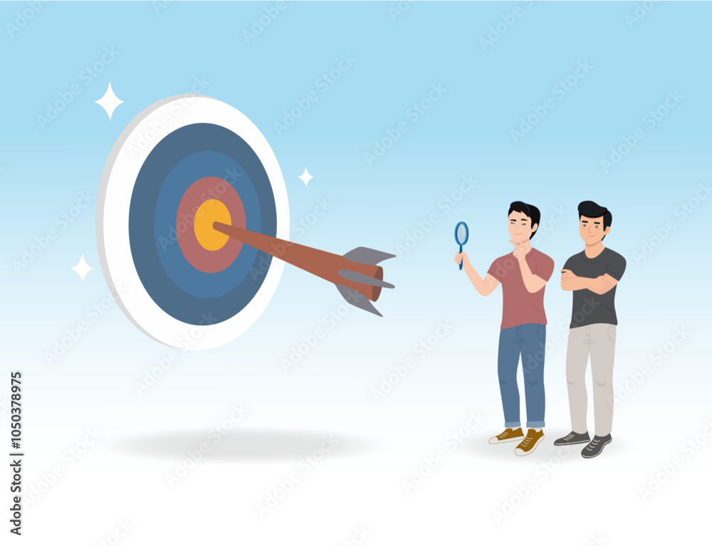 focus on results, straight to the point, research for goals, success, company target achievement, aiming for winning goal concept, entrepreneurs analyze the achievement of results