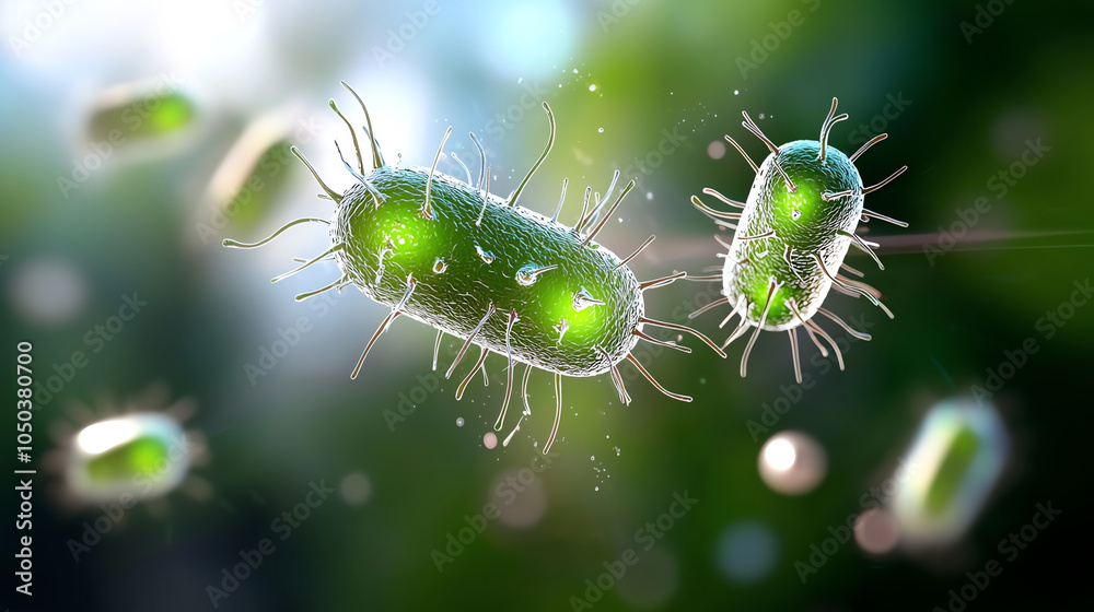 Fototapeta premium Exploring the intricacies of bacterial mutation a digital illustration of microbial evolution and adaptation