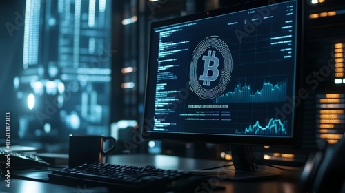 Wallpaper Mural A ransomware attack notification on a computer screen, with a demand for cryptocurrency payments in exchange for unlocking files. Torontodigital.ca