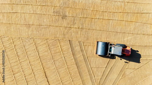 construction equipment on a construction site. top view