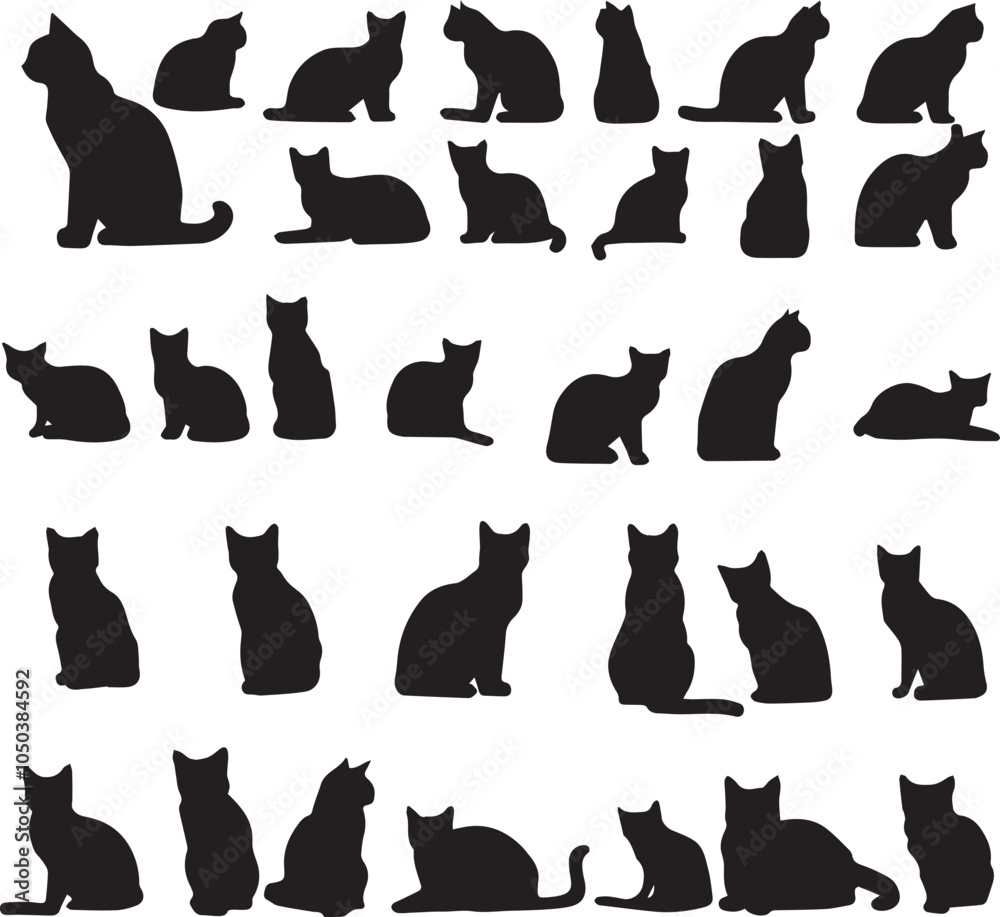 A cat icon set vector art illustration A cat icon set vector art illustration
