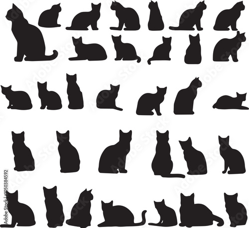 A cat icon set vector art illustration