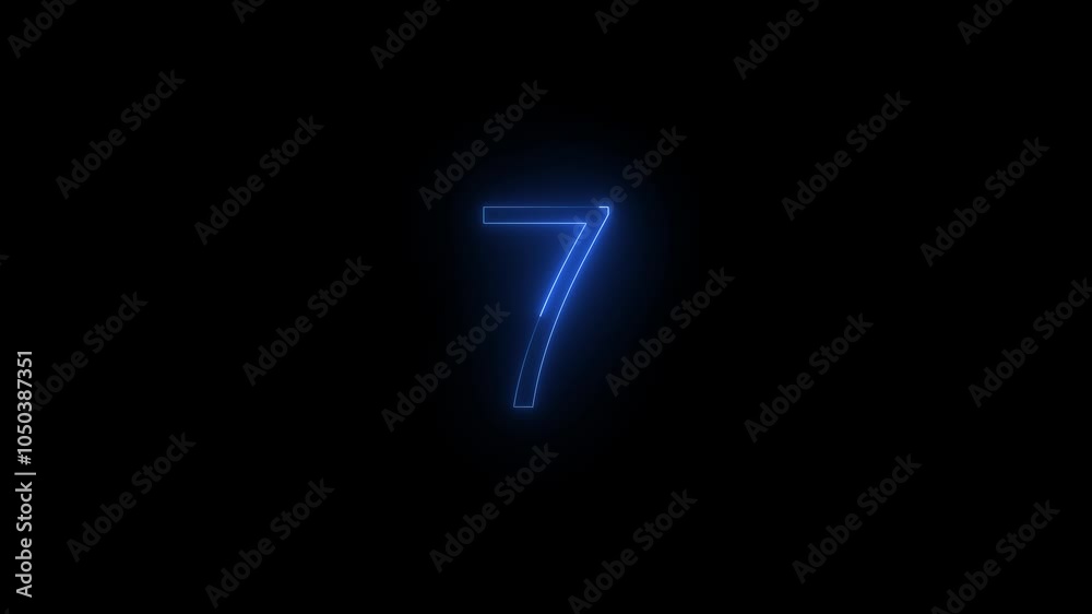 Neon dial 7 icon glowing black background animation Neon dial 7 icon glowing black background animation