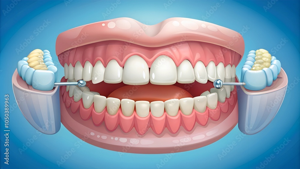 Fototapeta premium Orthodontics and Oral Hygiene for Gum Disease Prevention, Focusing on Aligned Teeth, Healthy Gums, and Long-Term Oral Health