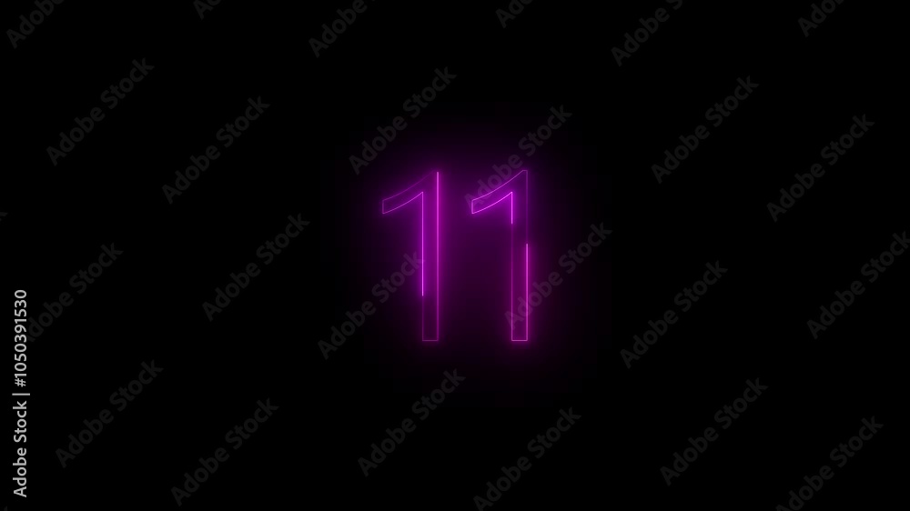Neon dial 11 icon glowing black background animation Neon dial 11 icon glowing black background animation