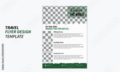 Minimal and modern travel flyer template / leaflet design.
