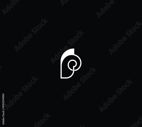 Spiral Letter P Chat logo design logo, abstract bird monogram. 