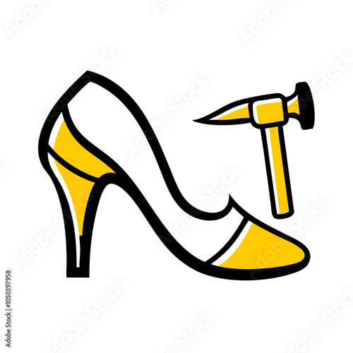High heel icon with hammer for heel replacement