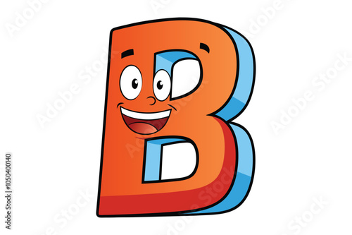 B capital letters alphabet cartoon illustration 