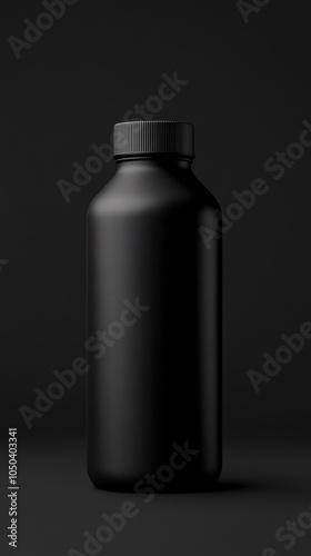 This sleek black bottle has a smooth finish and minimalist design, perfect for branding