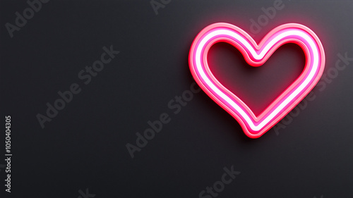 Glowing pink neon heart symbol against a dark background, representing love, romance, and affection in a modern and stylish design.