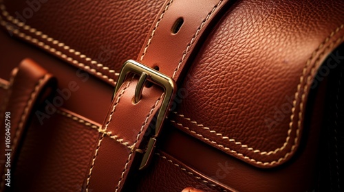 close up of a leather bag. Leather prodcut detail close up.