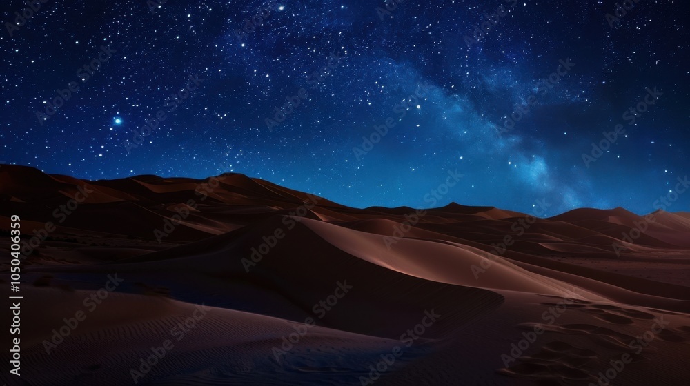 A mystical desert landscape with sand dunes and a starry night sky, Desert setting with mystical allure, Mystical style A mystical desert landscape with sand dunes and a starry night sky, Desert setting with mystical allure, Mystical style