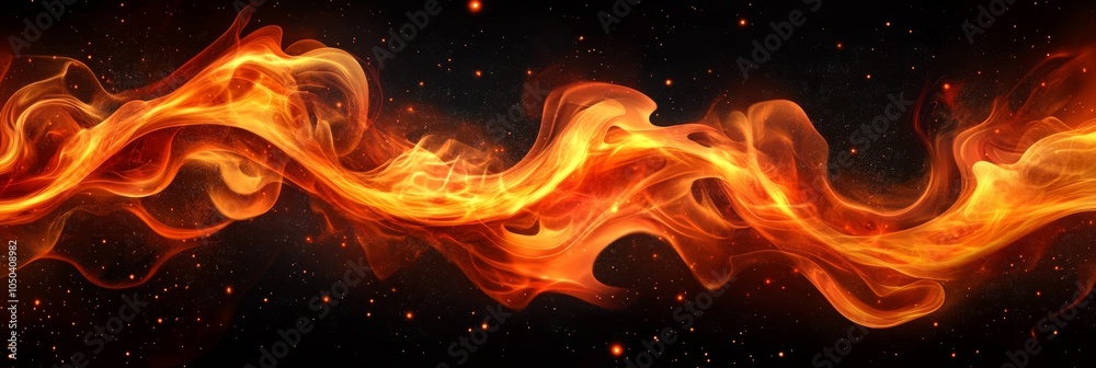 Golden fire and smoke effect flowing on black background Golden fire and smoke effect flowing on black background
