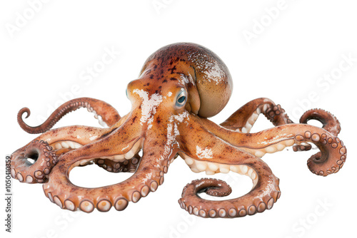 Octopus with Tentacles Isolated on White Background