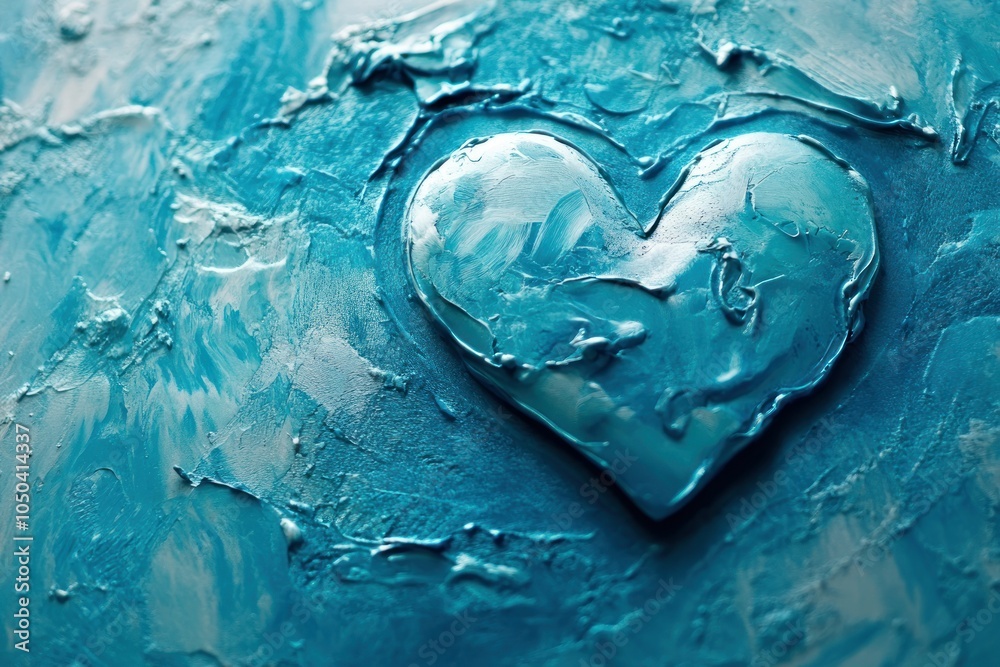 Blue Heart Abstract Artwork with Textured Surface Blue Heart Abstract Artwork with Textured Surface