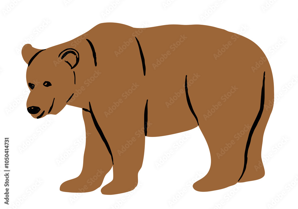 Cute Cartoon Standing Brown Bear Icon Vector Illustration Isolated on White Background Cute Cartoon Standing Brown Bear Icon Vector Illustration Isolated on White Background