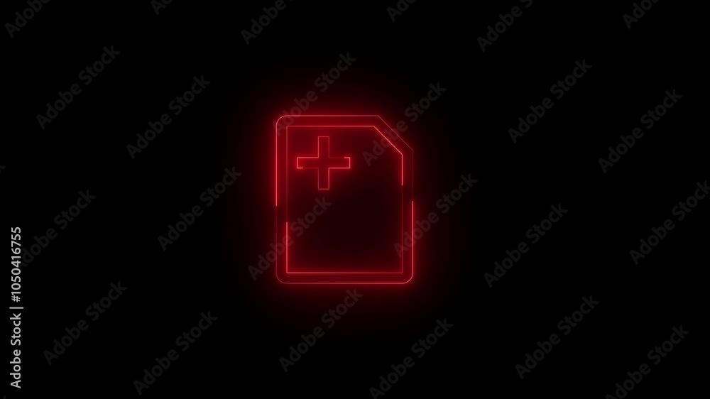 Neon e sim icon glowing black background animation Neon e sim icon glowing black background animation