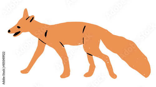 Cute Cartoon Sneaking While Hunting Fox Vector Illustration Isolated on White Background
