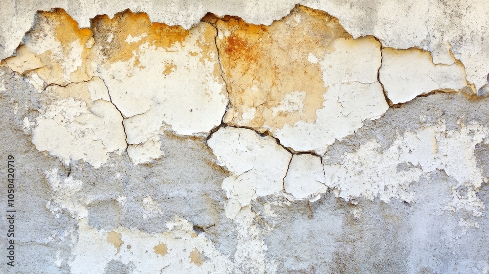 Obraz premium Cracked Wall Texture Abstract Crack Image Heavy Frost, depicting a weathered surface with cracks and peeling paint, showcasing the passage of time and the beauty of decay.