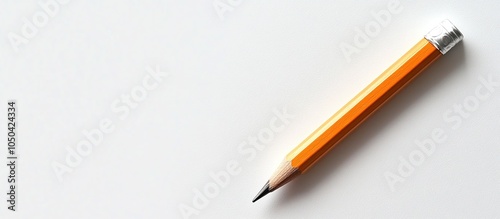 Yellow Pencil on White Background with room with copy space on the right side. Writing, drawing and concept education tools. AI generated image