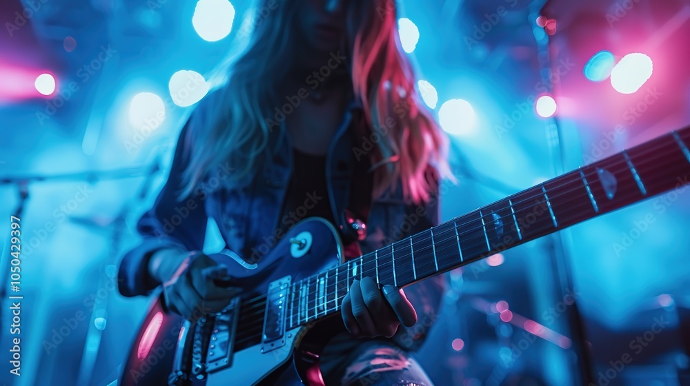 Naklejka premium Rock Concert Electric Guitar Solo
