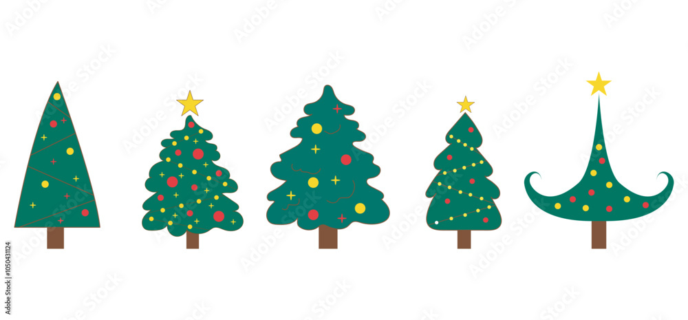 Christmas tree vector illustration set