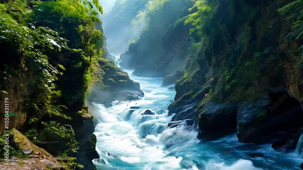 A mighty river flowing through a narrow canyon A mighty river flowing through a narrow canyon